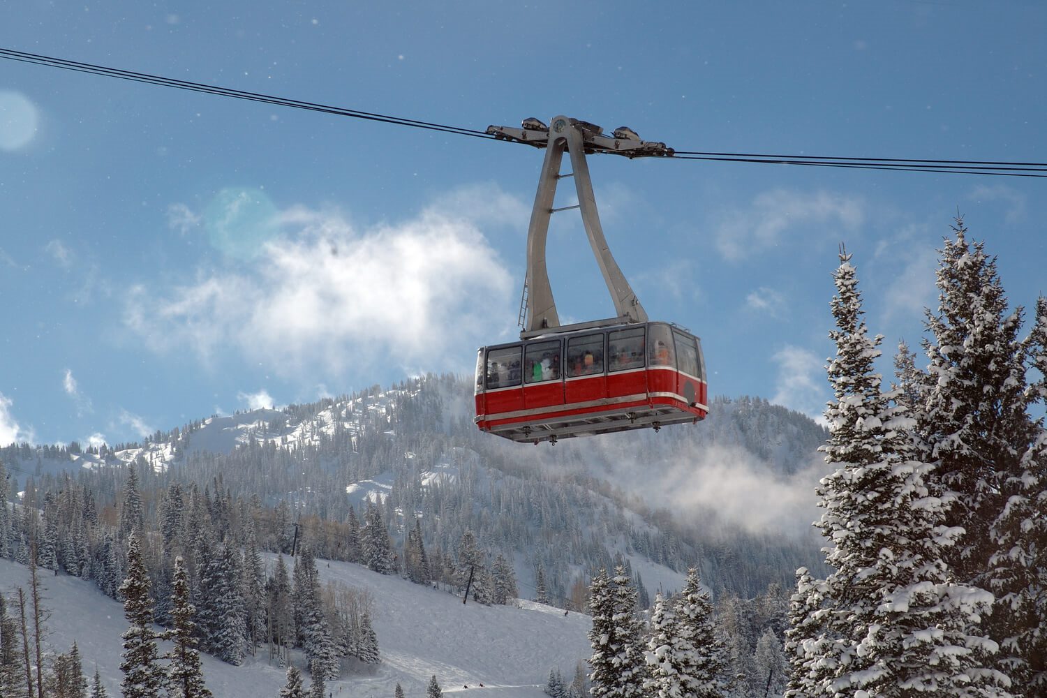 Photo of gondola above the Wasatch Mountains