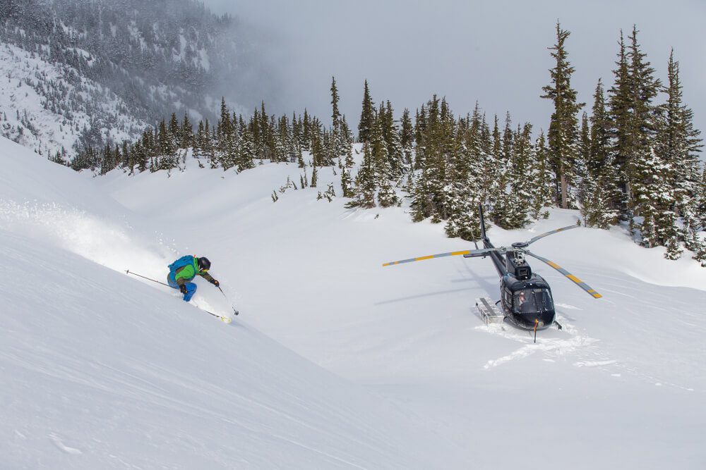 Photo of a person heli-skiing in utah