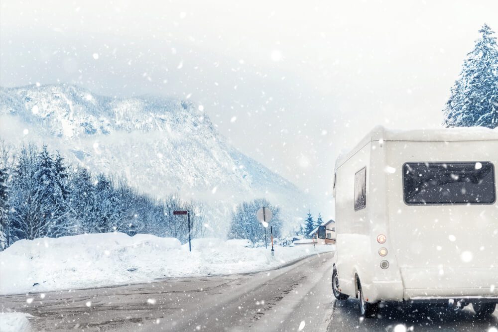 Photo of a van travelling from Salt Lake City to Snowbird during winter