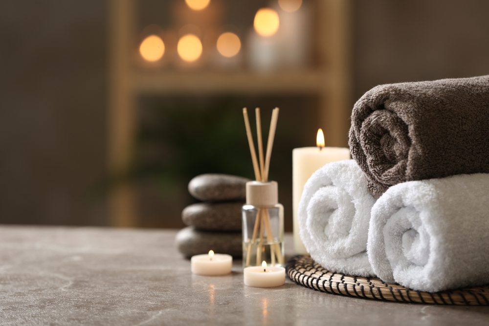 towels and spa serums at Snowbird spa in Utah
