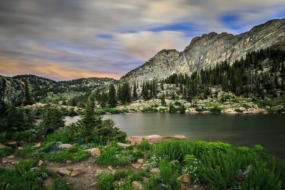 Cecret Lake on Utah hiking trail accessible from Alta