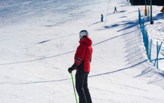 Person skiing at Utah ski resort in Little Cottonwood Canyon